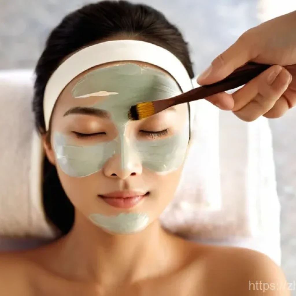 한방병원에서의 피부관리 치료 - **TCM Herbal Facial Rejuvenation**
A serene, close-up portrait of a young woman (25-35 years old...